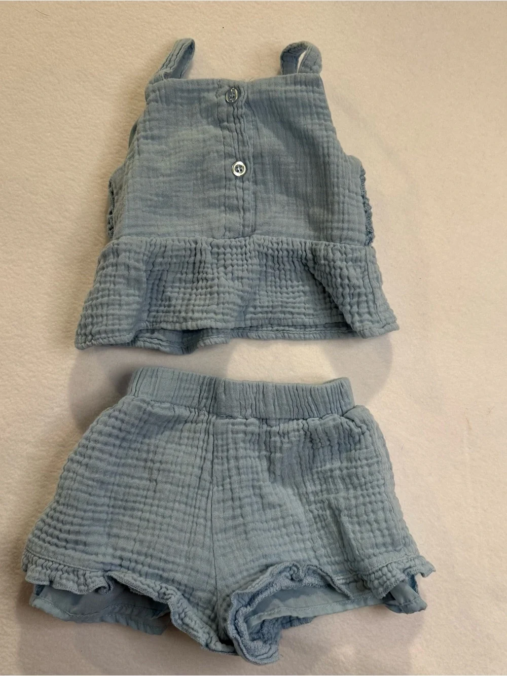 btween Light Blue Crochet Daisy Tank & Ruffled Shorts Set